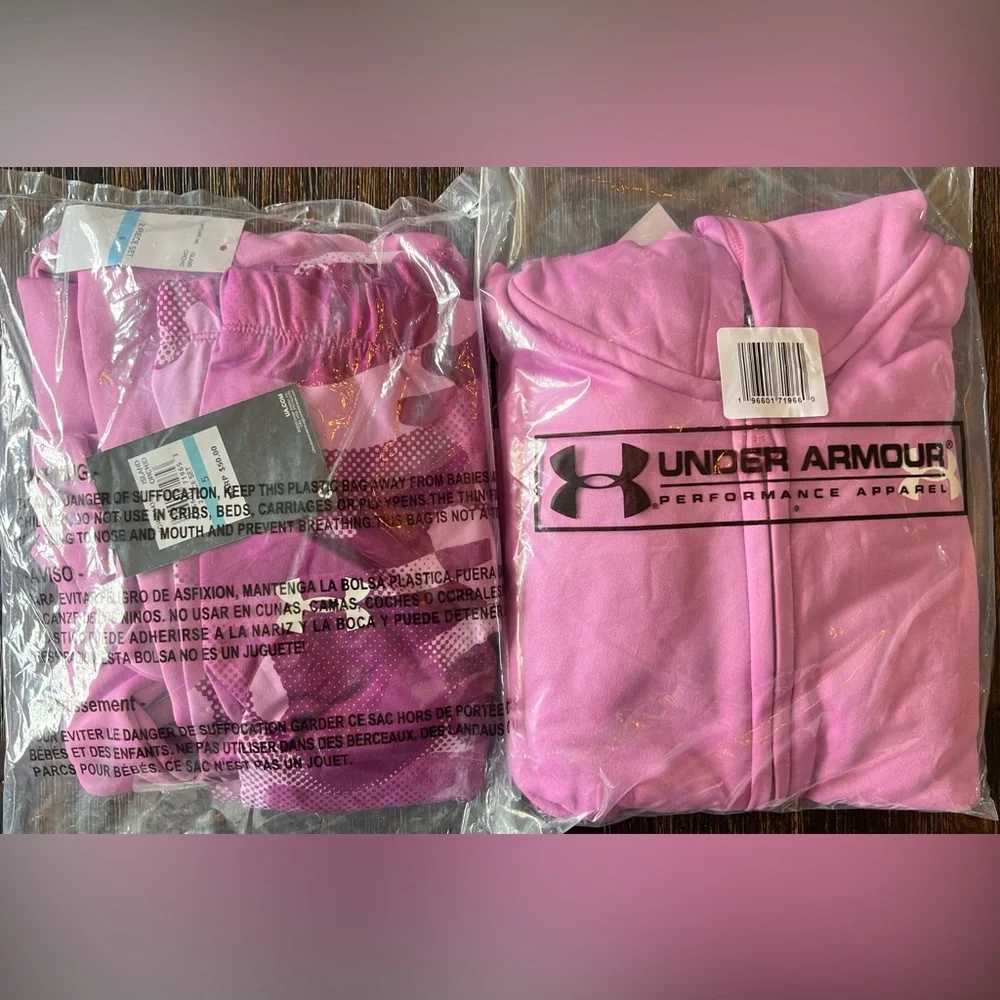 NEW Little Girl Under Armour Zip Up Hoodie & Pink Camo‎ Leggings Set